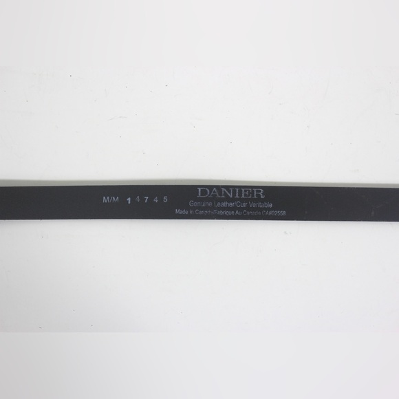 34”-38” DANIER Black Skinny Smooth Leather Belt - Picture 6 of 8